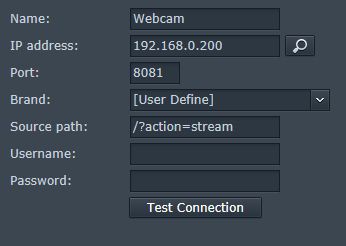 Screenshot of camera configuration on Surveillance station